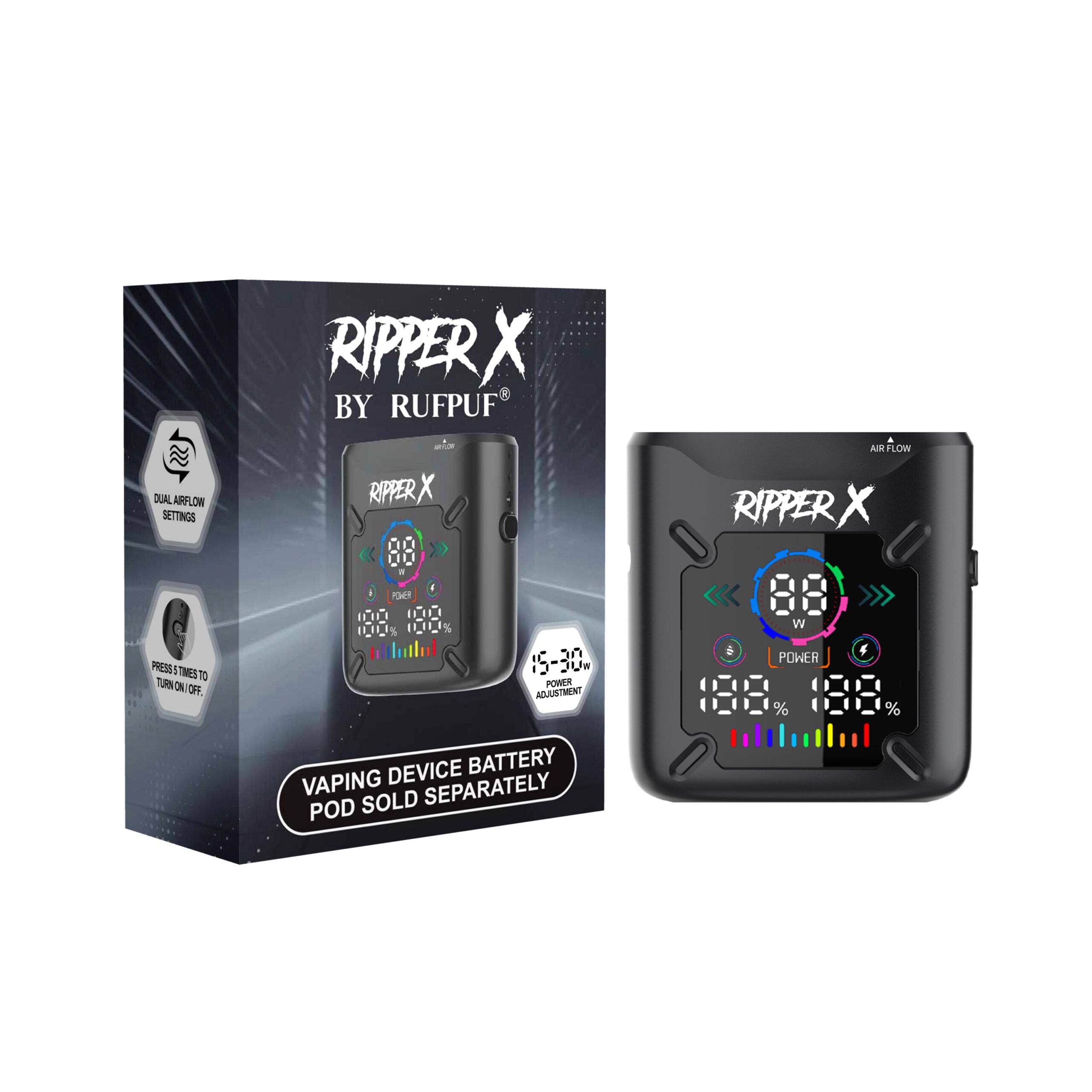 Ripper X - Ultra Battery / Metallic Black | Disposable Pods | Edmonton Vape  Shop + Delivery  Vapour Choice