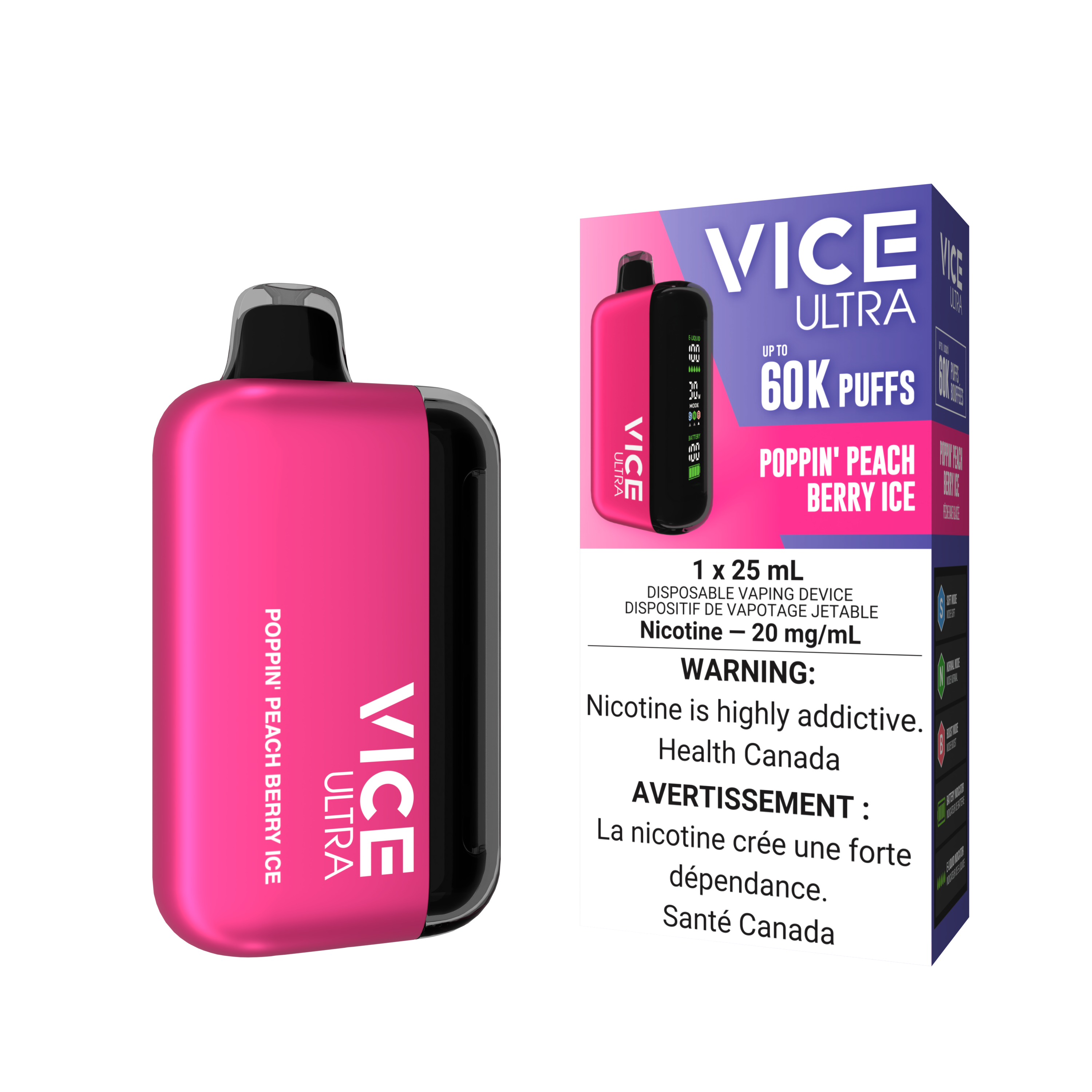 VICE Ultra - Poppin' Peach Berry Ice | Disposable Vape | Edmonton Vape Shop + Delivery Vapour Choice VICE Ultra - Poppin' Peach Berry Ice | Disposable Vape | Edmonton Vape Shop + Delivery Vapour Choice