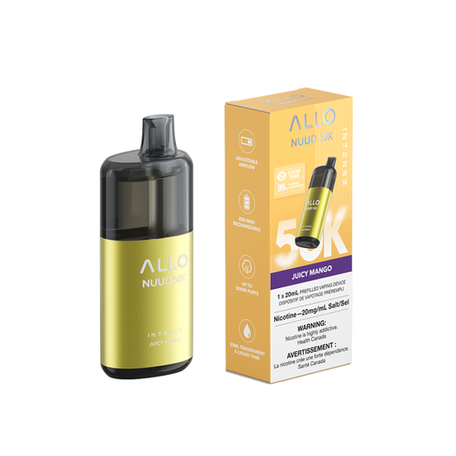 Gold ALLO vape device with packaging on a white background