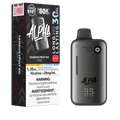 Alpha vape device and packaging on a white background