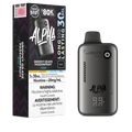 Alpha vape device and packaging on a white background