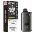 Alpha vape device and packaging on a white background