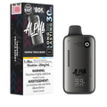 Alpha vaping device with packaging on a white background