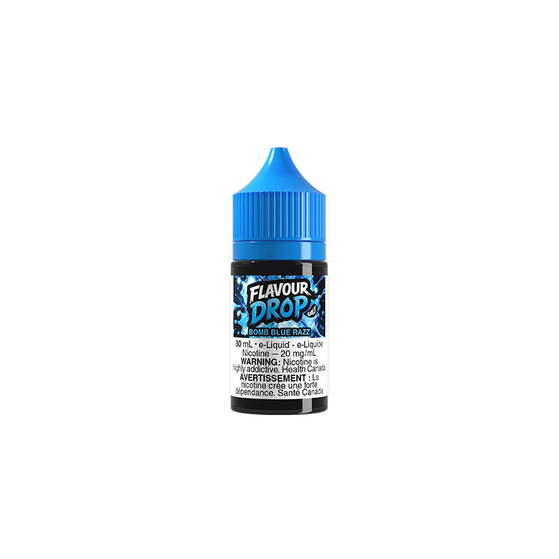 Blue bottle with a label on a white background