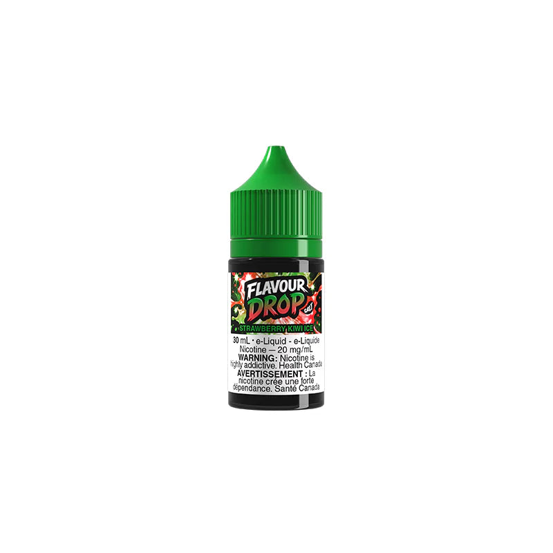 Flavour Drop e-liquid bottle with green cap on a white background