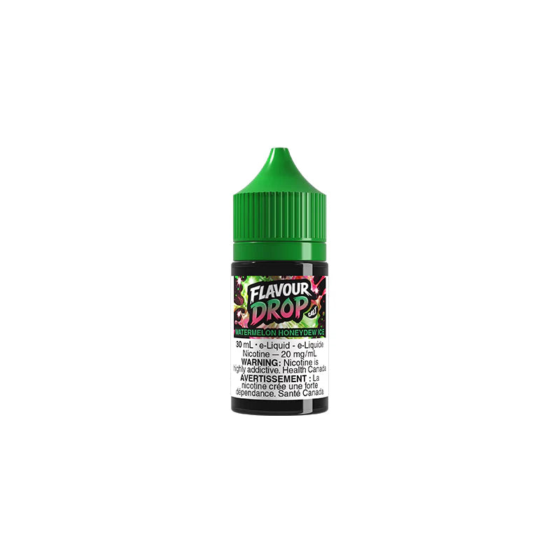 Flavour Drop e-liquid bottle with green cap on a white background