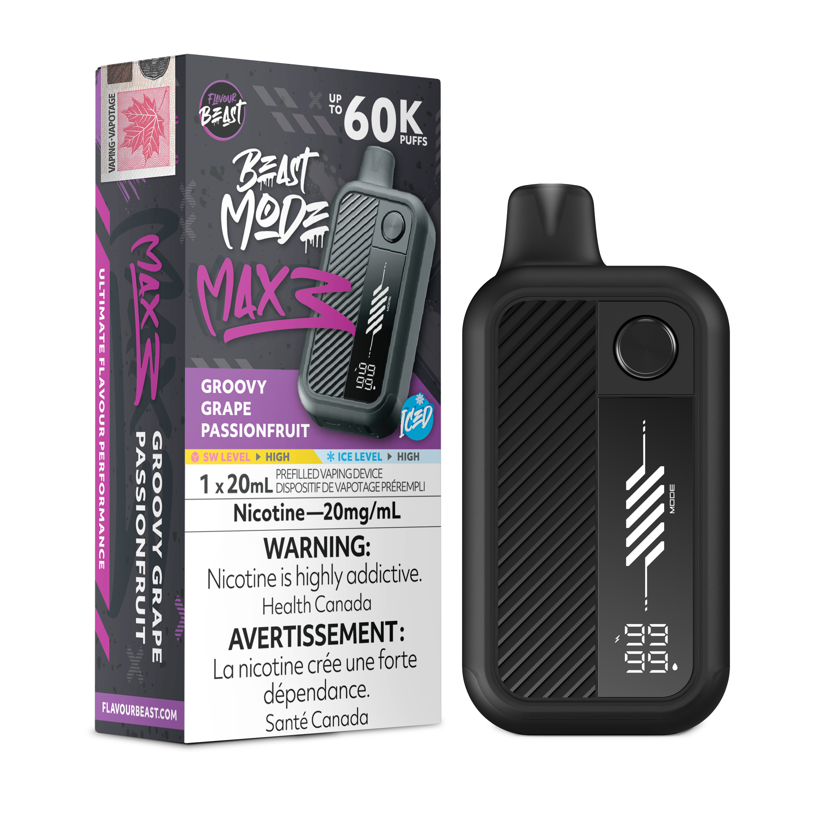 Flavour Beast Beast Mode Max 3 - Groovy Grape Passionfruit Iced