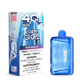 A blue disposable vape device next to its retail packaging box. The box is white and blue with '40 ML', 'KRAZE GIGA', and 'BLUE RAZZ ICE' printed on it, and includes nicotine warning text.