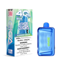 A blue 40 mL disposable vape device stands beside its retail box on a plain white background. The packaging is teal, white, and blue with large '40 ML' text and 'KRAZE GIGA' branding, plus flavor text 'Blueberry Kiwi Ice' and nicotine strength details.