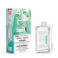 A 40 mL disposable vape device and its retail packaging box from the brand KRAZE GIGA, in Fresh Mint flavor. The device is clear with a ribbed texture and a green logo, shown next to its green and white box with product details and a health warning.