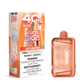 A 40 mL disposable vape device in a metallic copper/rose-gold finish stands next to its retail box. The packaging features a peach and orange gradient design with 'KRAZE GIGA' branding and a prominent nicotine warning label.