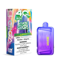 A RED rectangular vape device with a ribbed front and a matching purple mouthpiece stands beside its retail box. The packaging is brightly colored with neon graphics and large text reading '40 ML' and 'KRAZE GIGA', with flavor text 'S.