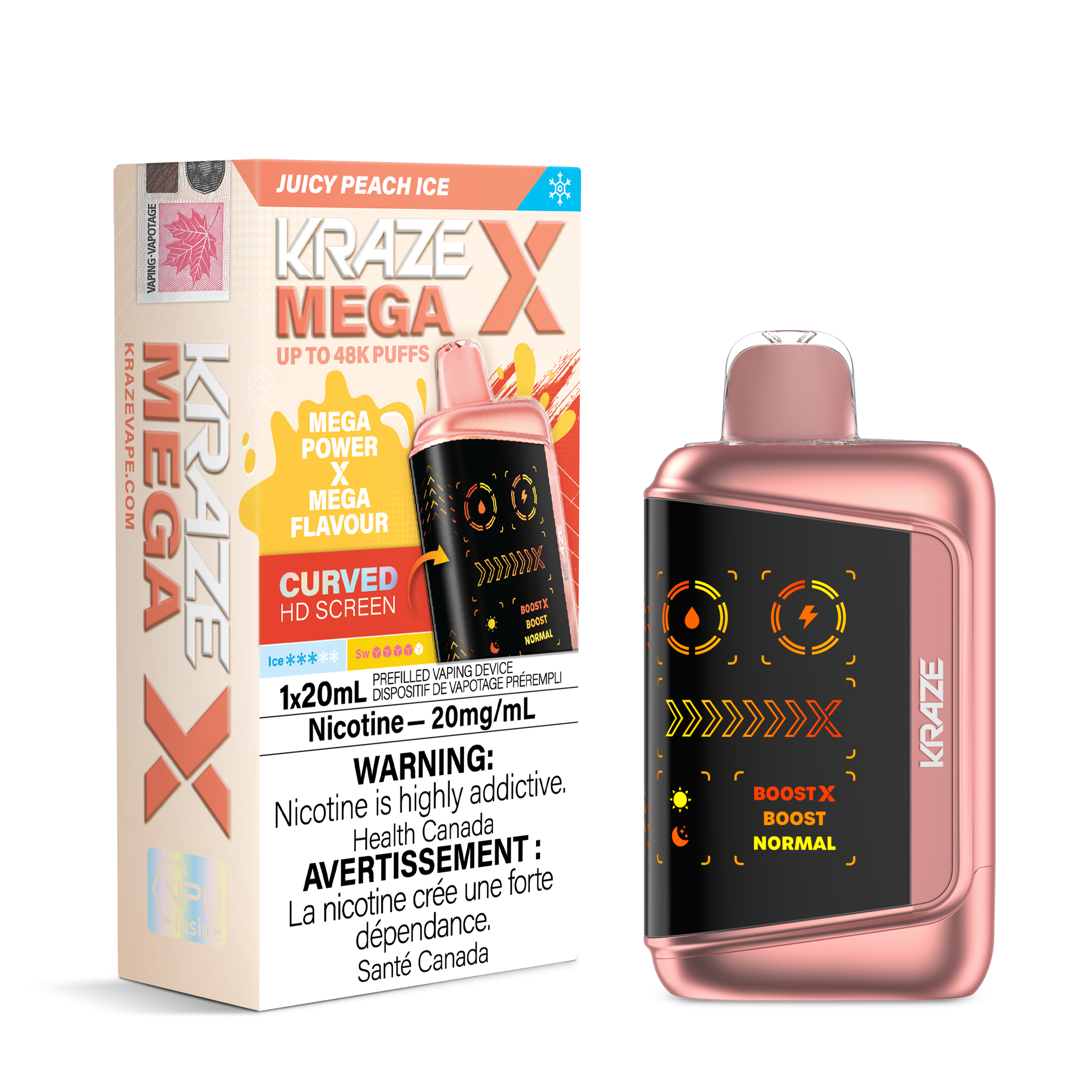 Kraze Mega X - Juicy Peach Ice