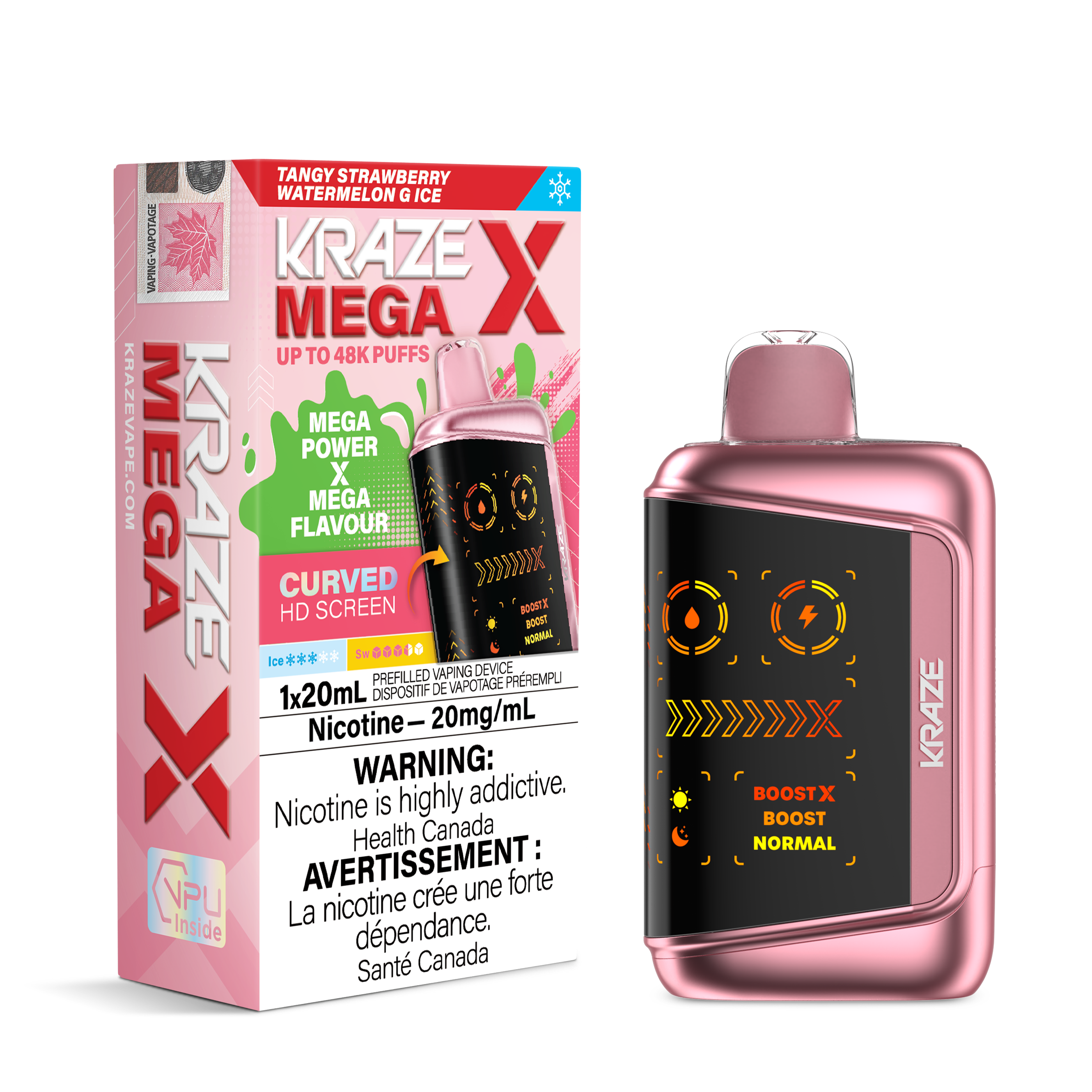 Kraze Mega X - Tangy Strawberry Watermelon G Ice