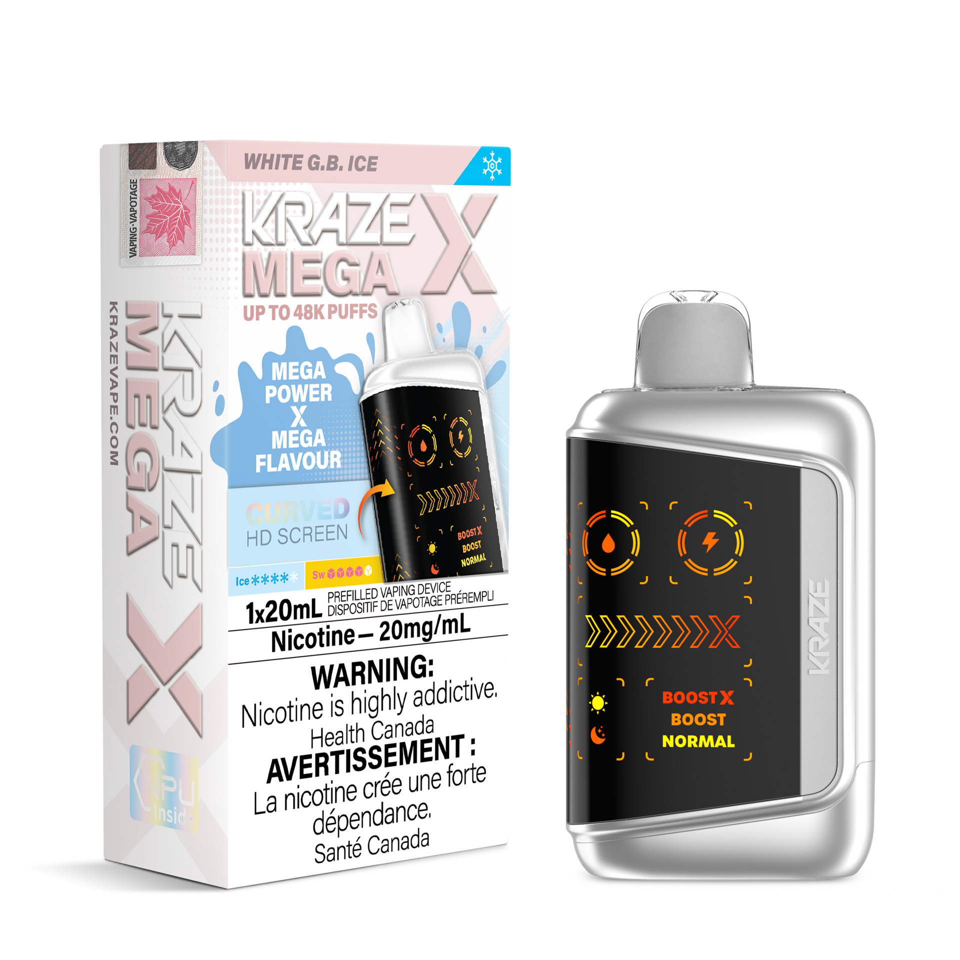 Kraze Mega X - White GB Ice | Disposable Vape | Edmonton Vape Shop + Delivery Vapour Choice Kraze Mega X - White GB Ice | Disposable Vape | Edmonton Vape Shop + Delivery Vapour Choice
