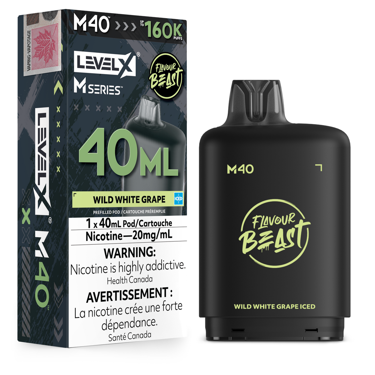 Level X Flavour Beast Unleashed pod in Wild White Grape Iced flavor
