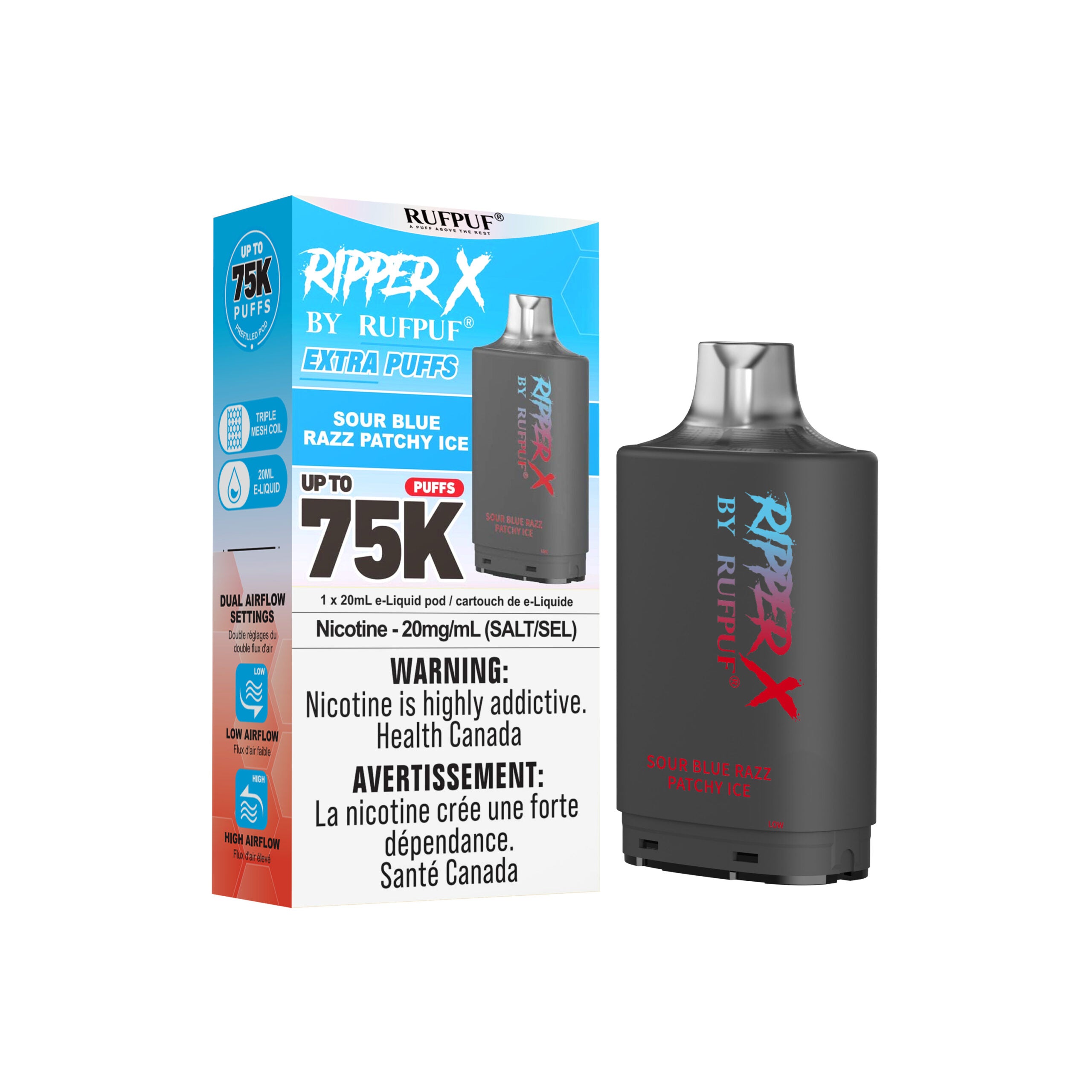 Ripper X 75K - Sour Blue Razz Patchy Ice | Disposable Pods | Edmonton Vape Shop + Delivery Vapour Choice Ripper X 75K - Sour Blue Razz Patchy Ice | Disposable Pods | Edmonton Vape Shop + Delivery Vapour Choice